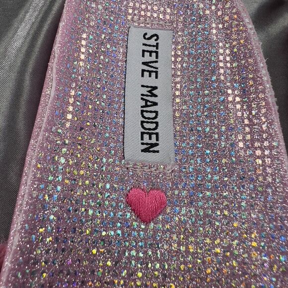 Steve Madden JEHEARY Fur Slides Girls 4M Sandals Pink Glitter Sparkles Hearts - Picture 14 of 15